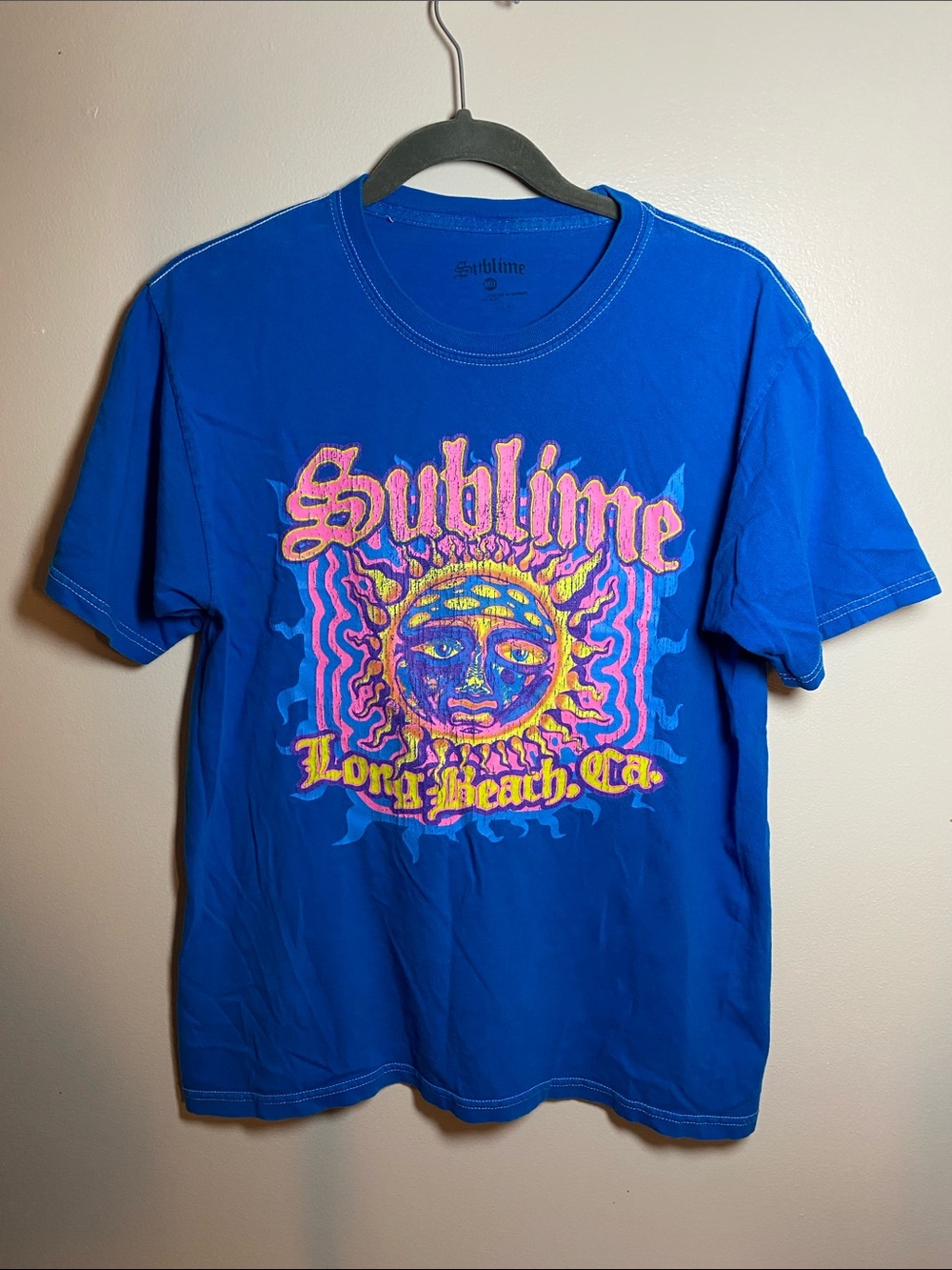 Sublime Lived-In Blue Tee - Long Beach CA Sun Emblem Medium
